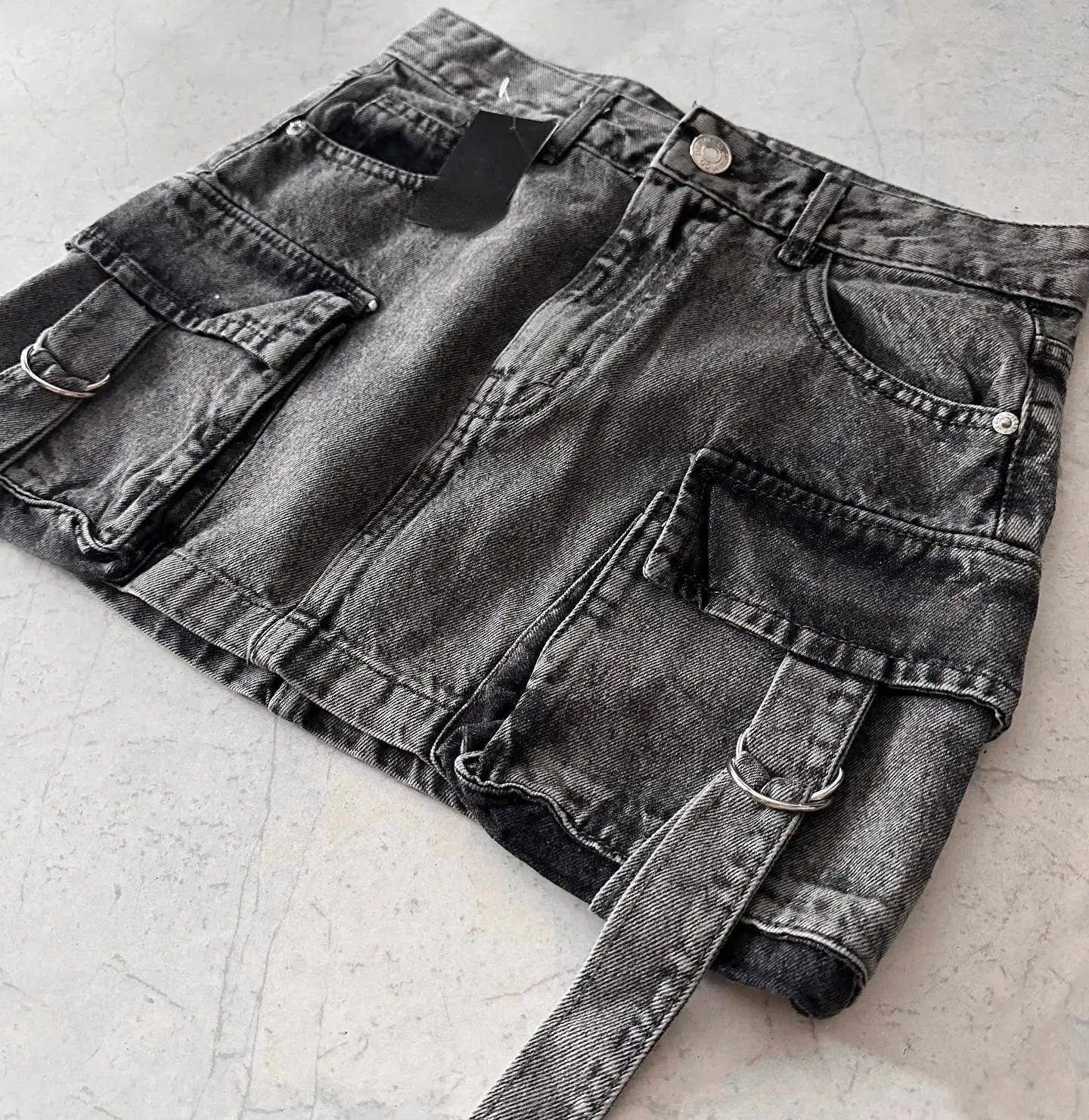 Demin Cargo Mini Skirt