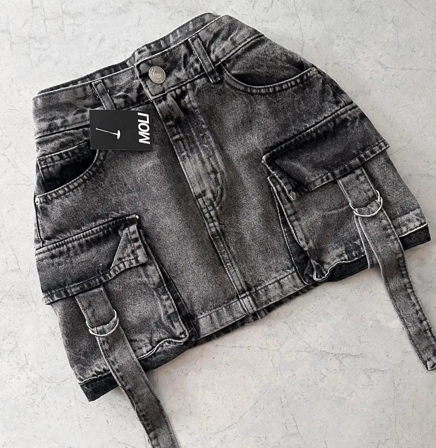 Demin Cargo Mini Skirt