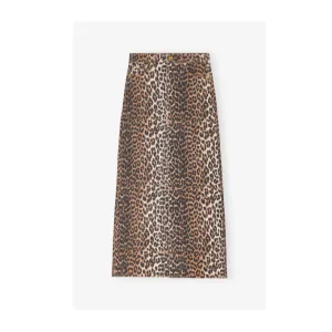 DENIM MAXI SPLIT SKIRT | LEOPARD