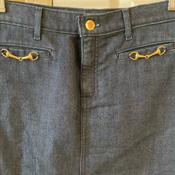 Denim pencil skirt Gucci style hardware