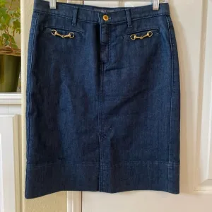 Denim pencil skirt Gucci style hardware