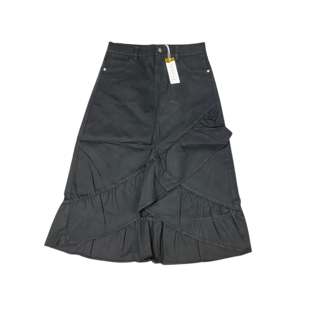 DENIM SKIRT WITH RUFFLE DETAIL