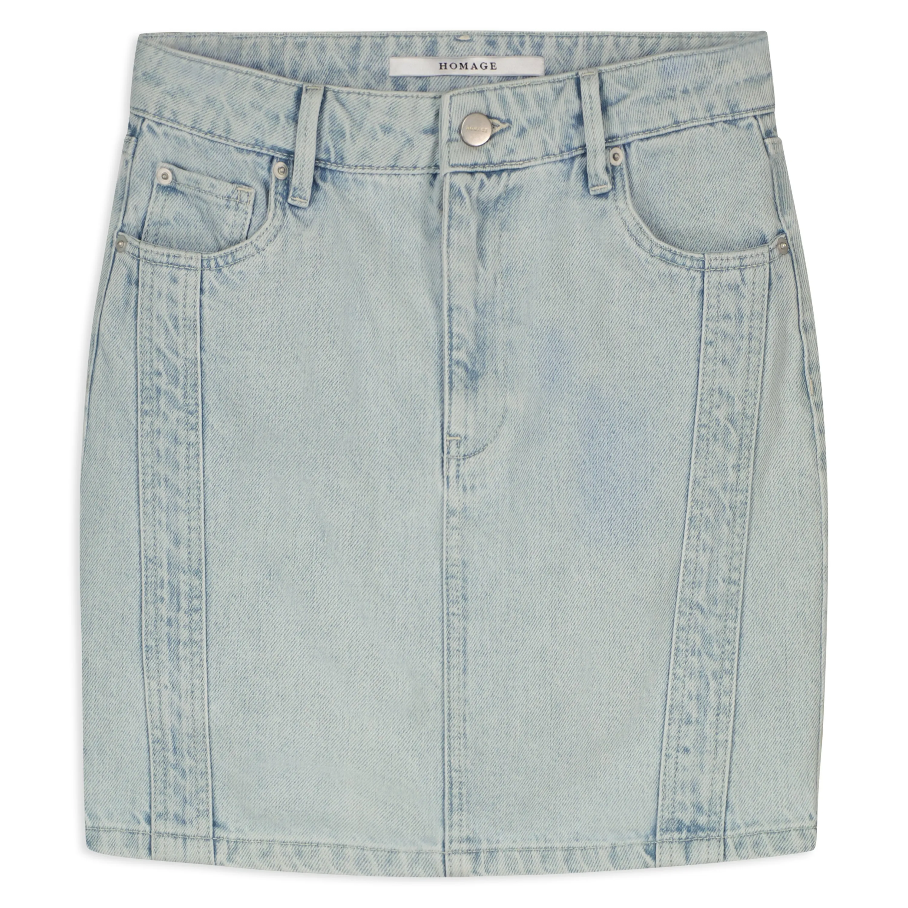 Denim Skirt With Stitching Detail
