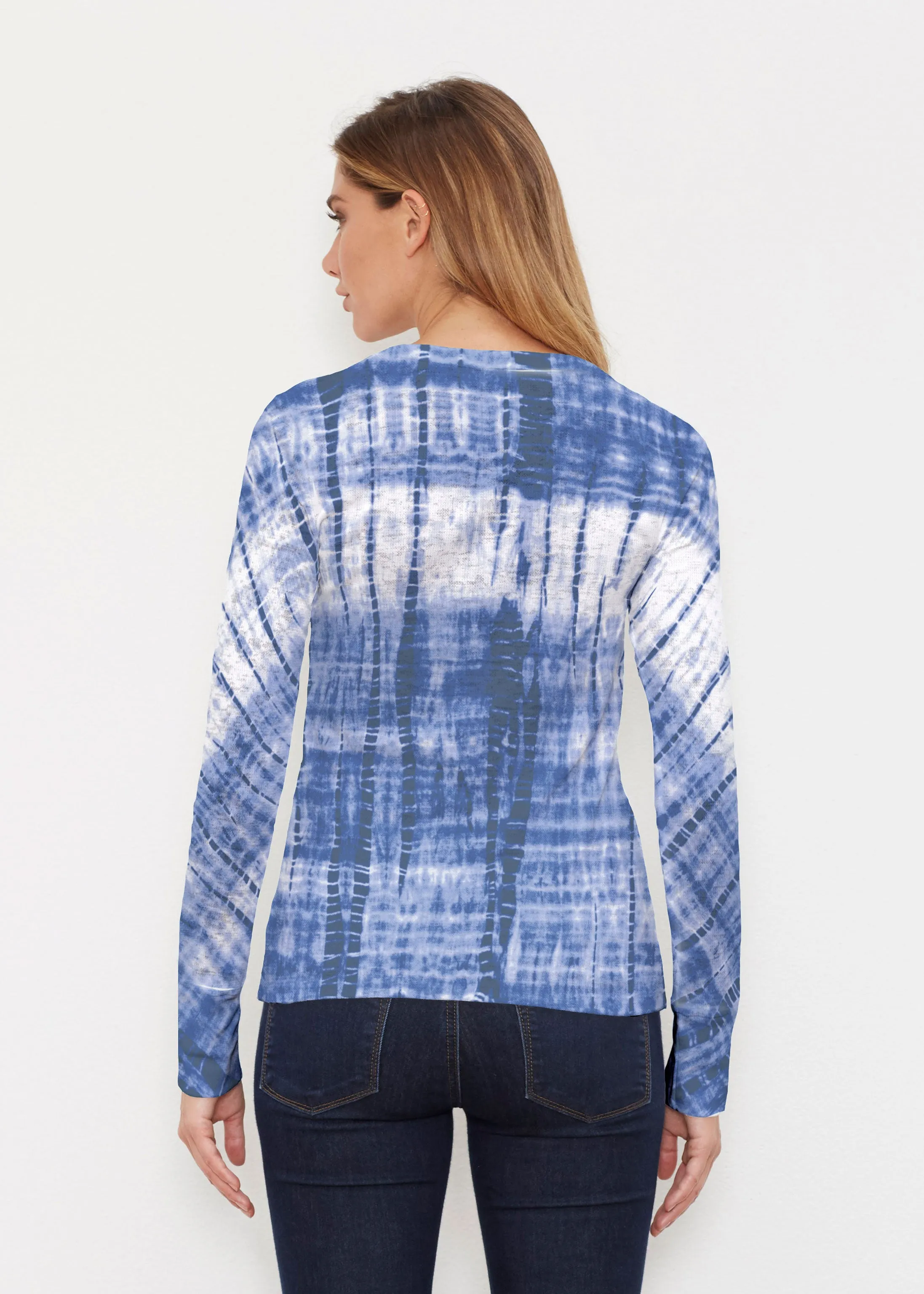 Denim Tie Dye (14230) ~ Thermal Long Sleeve Crew Shirt