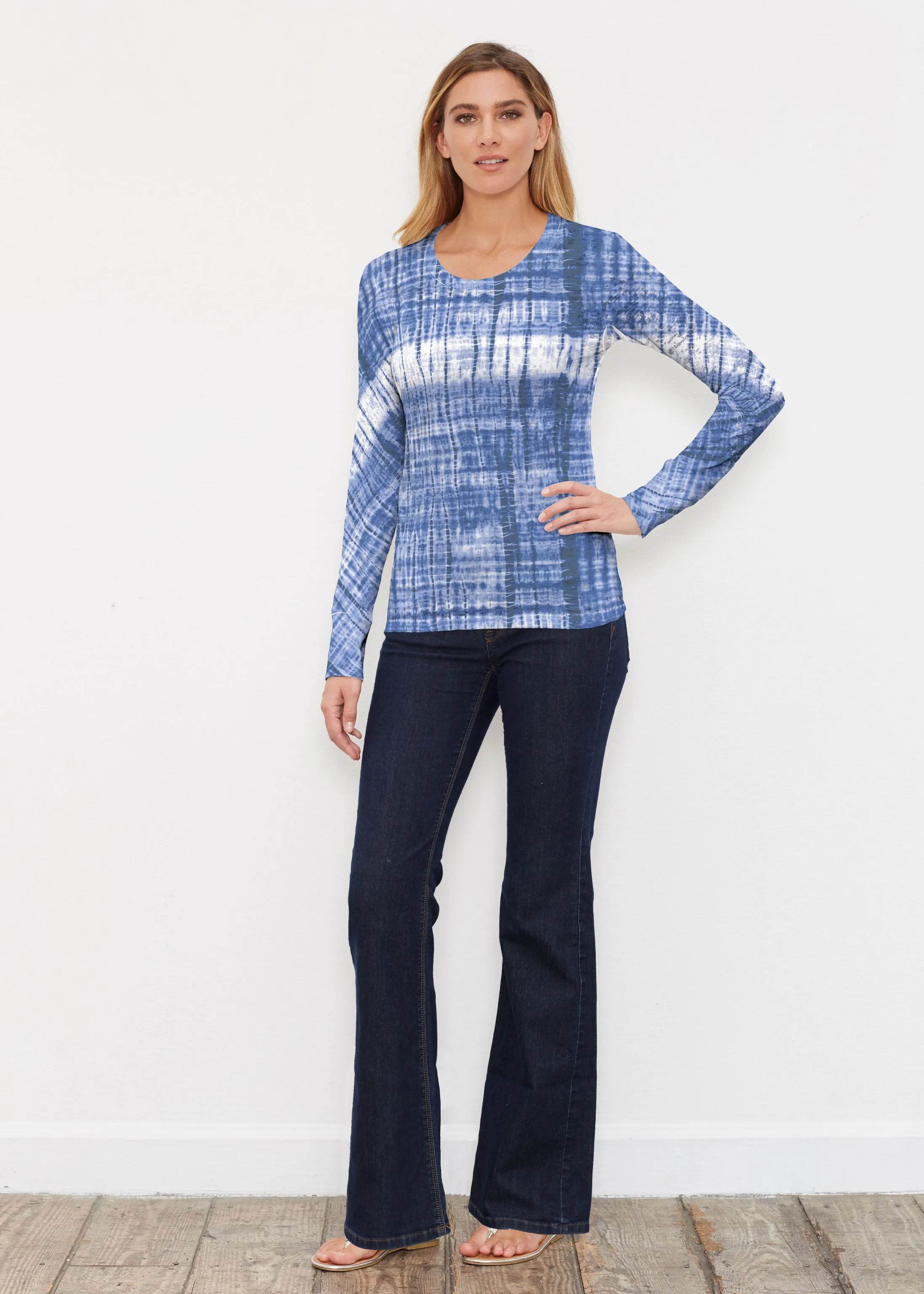 Denim Tie Dye (14230) ~ Thermal Long Sleeve Crew Shirt