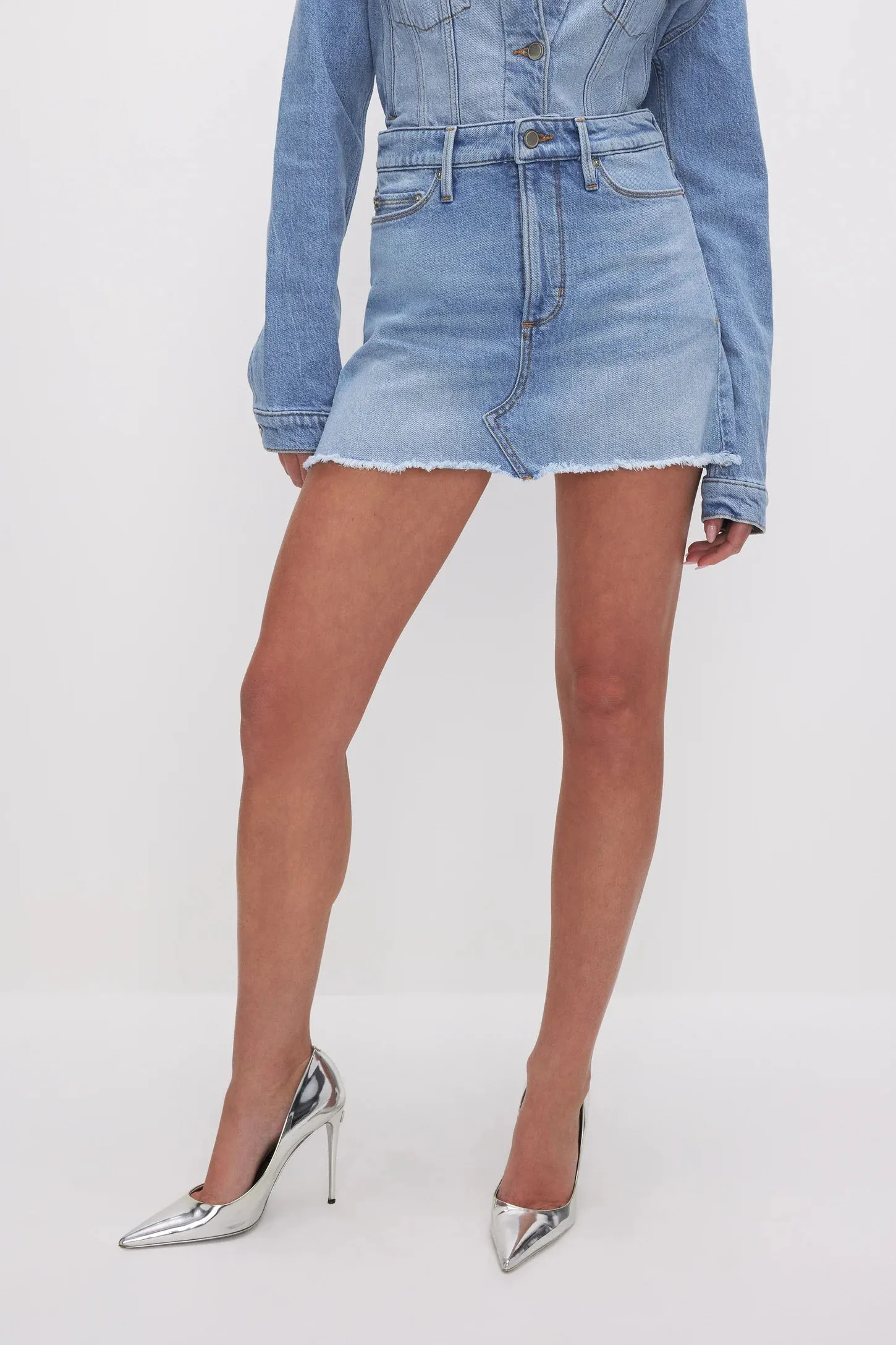 DENIM UNIFORM MINI SKIRT