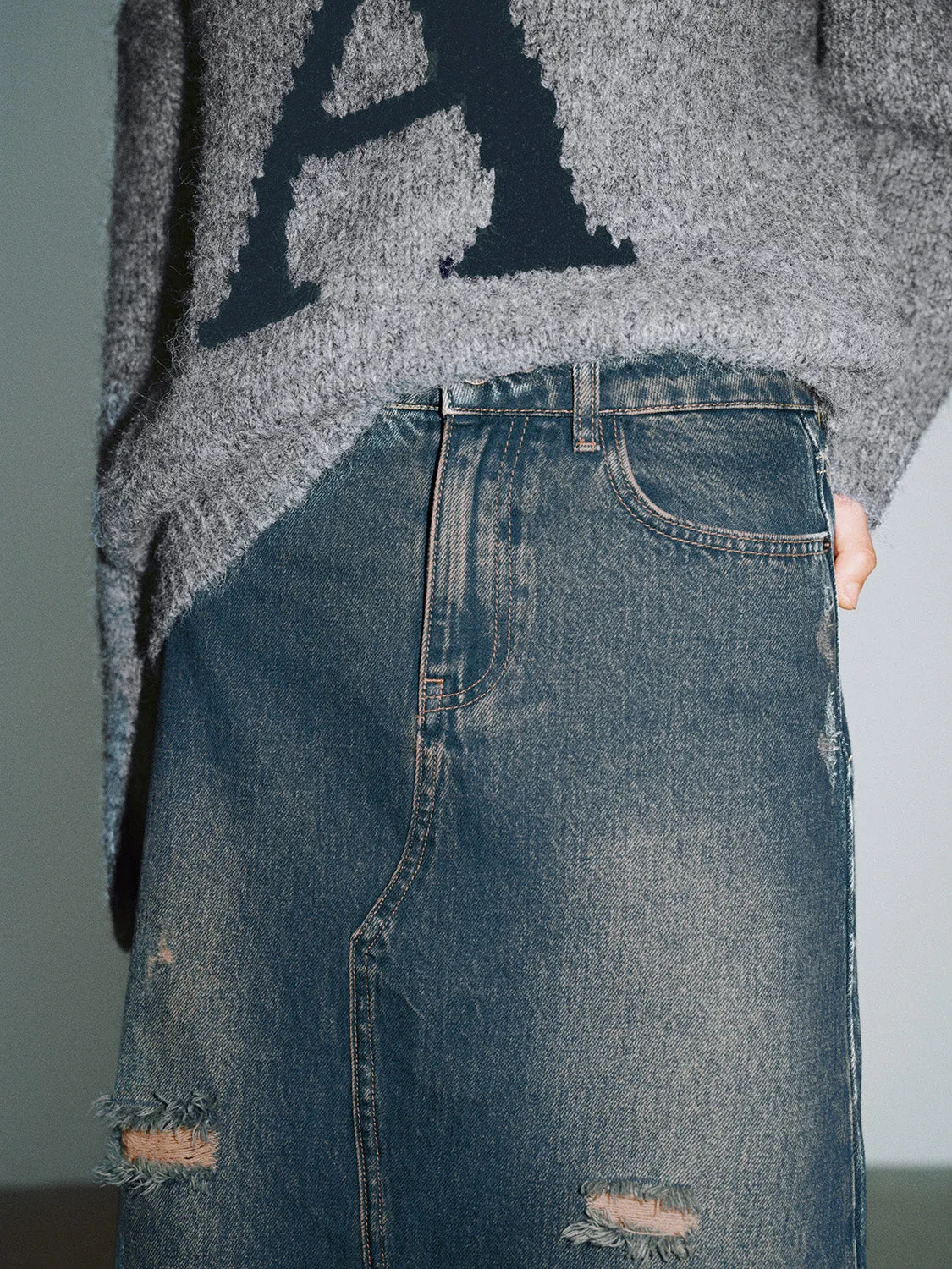 Distressed Denim Skirts