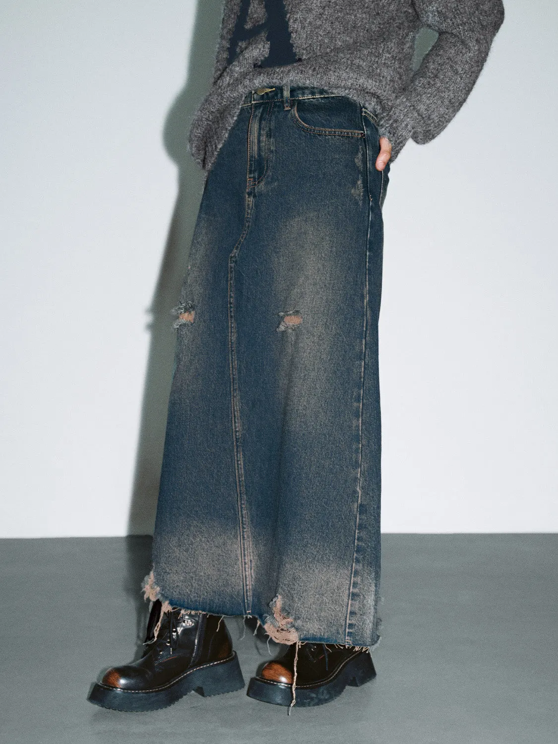 Distressed Denim Skirts