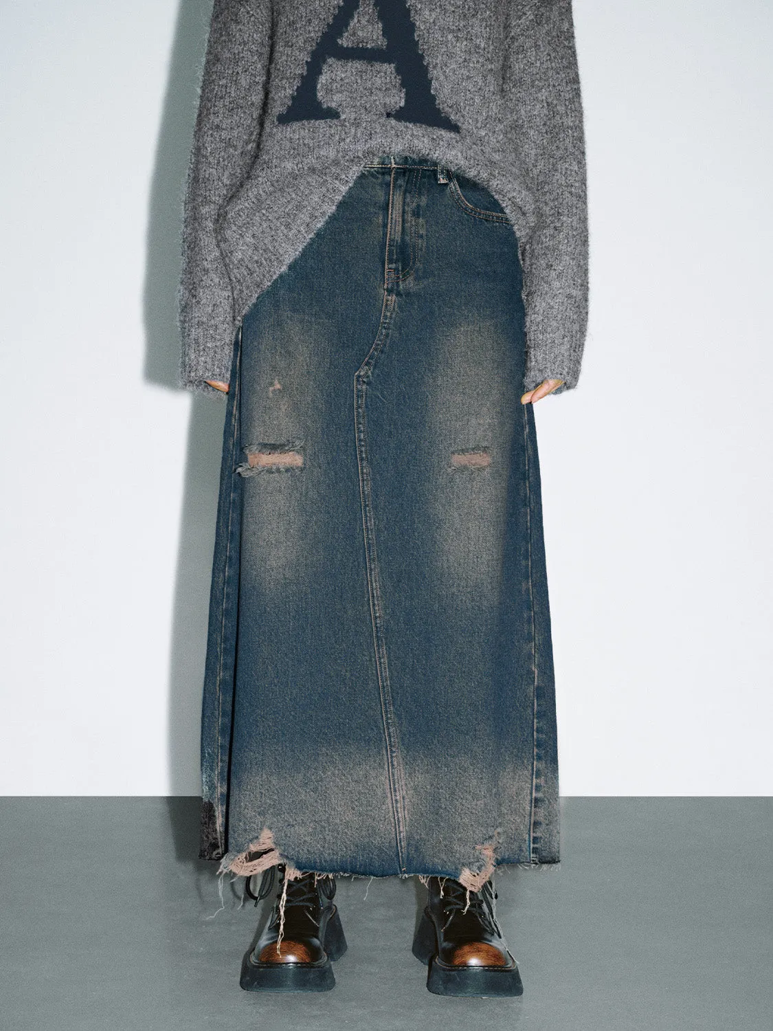 Distressed Denim Skirts