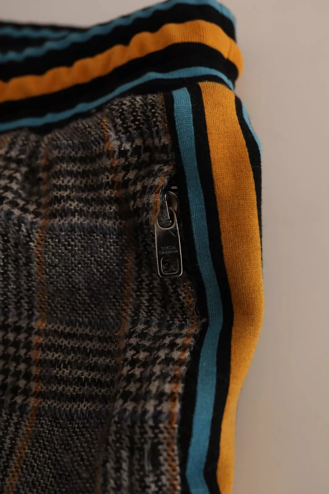 Dolce & Gabbana Multicolor Checkered Wool Men Jogger Pants