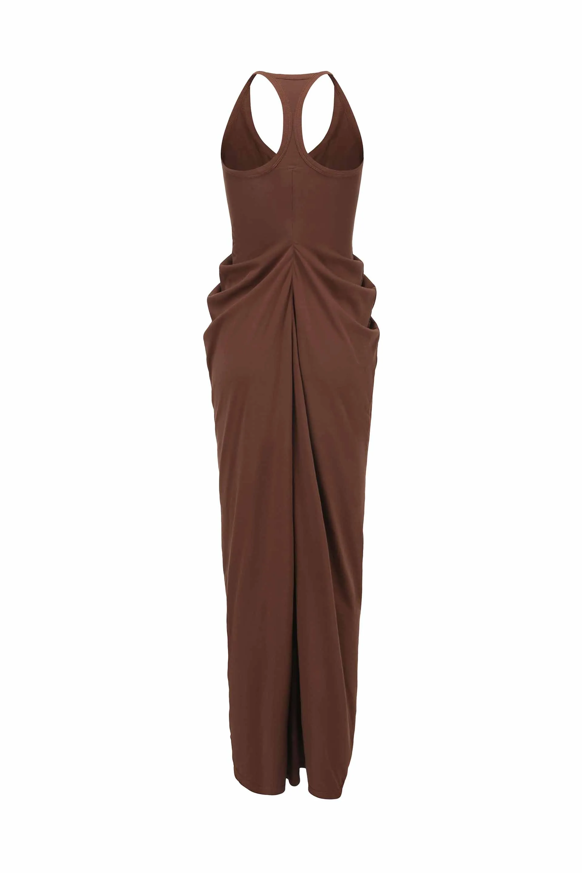 Draped Jersey Tanks Dress Reddish Brown