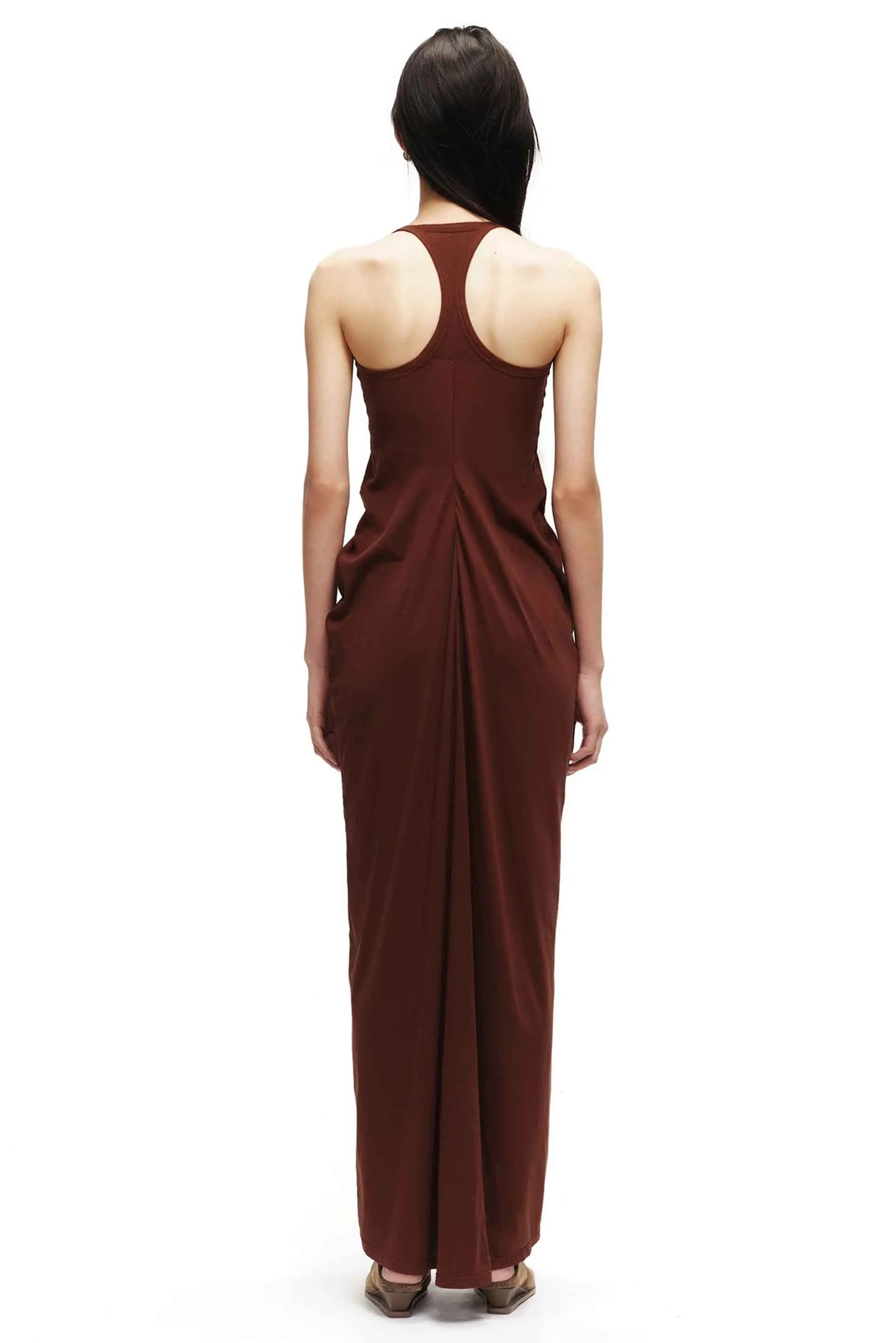 Draped Jersey Tanks Dress Reddish Brown