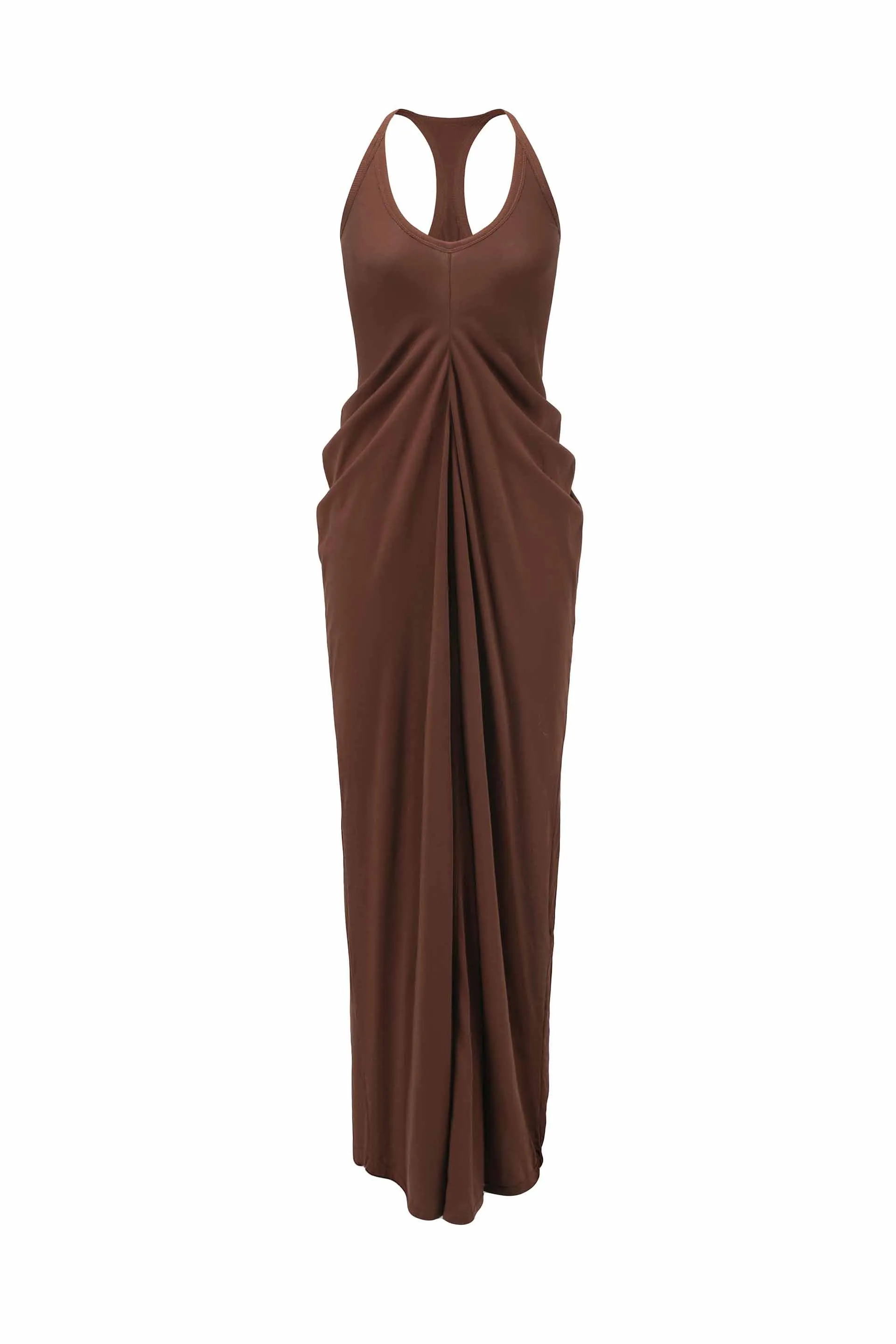 Draped Jersey Tanks Dress Reddish Brown