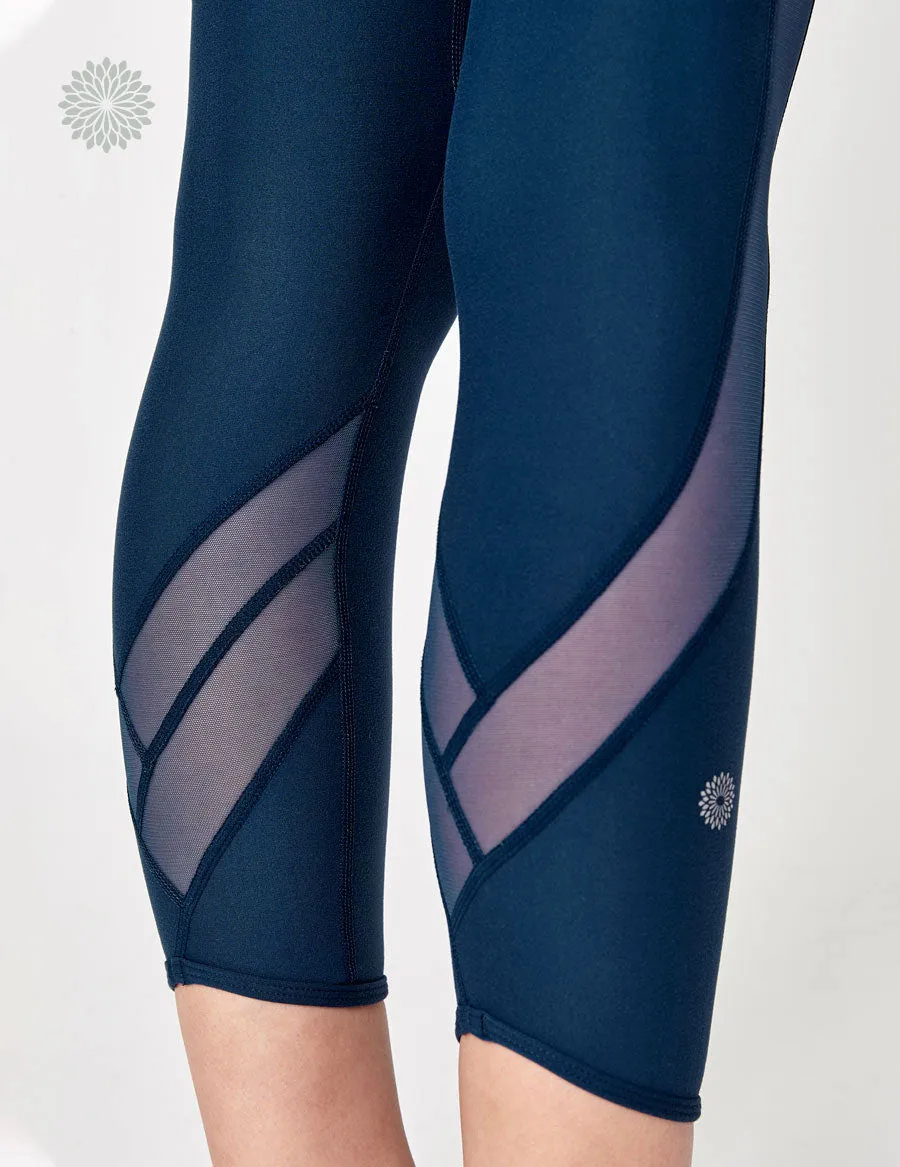 easyoga LA-VEDA Groovin' Mesh Cropped Tights - B08 Ink Blue