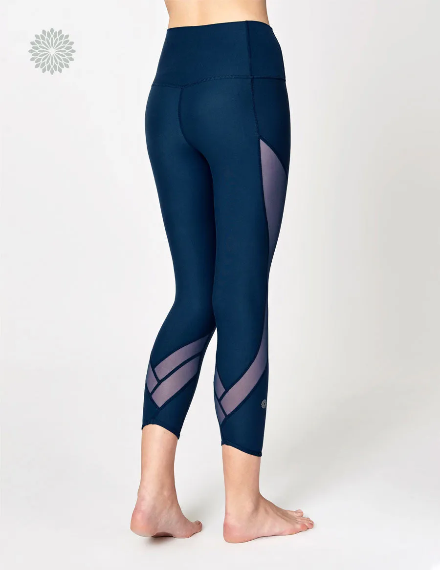 easyoga LA-VEDA Groovin' Mesh Cropped Tights - B08 Ink Blue