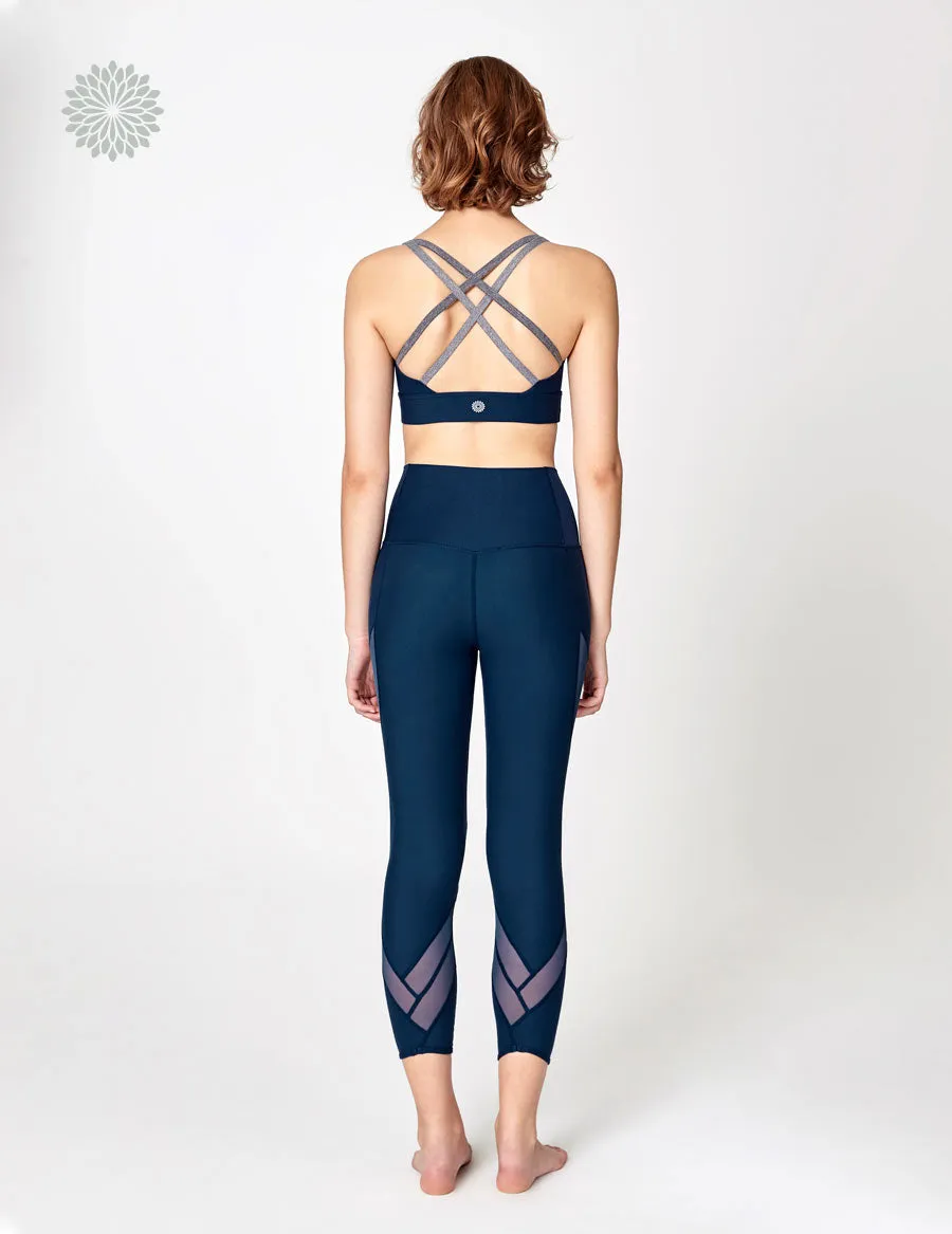easyoga LA-VEDA Groovin' Mesh Cropped Tights - B08 Ink Blue