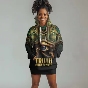 Egypt Eye of Horus Hoodie Dress Golden Ancient Egypt Pattern LT15