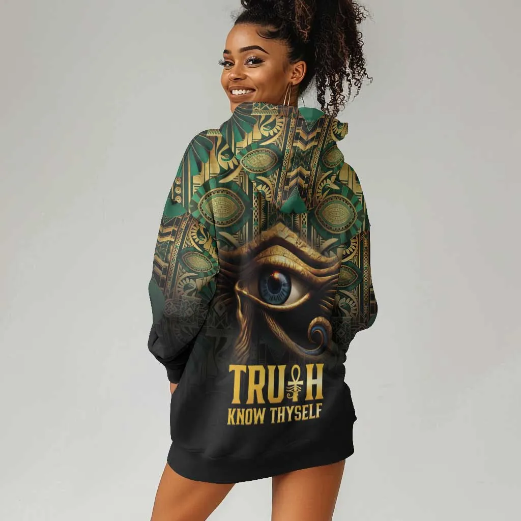 Egypt Eye of Horus Hoodie Dress Golden Ancient Egypt Pattern LT15