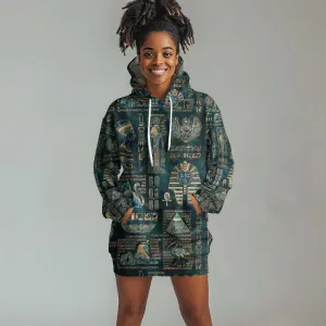 Egyptian Hieroglyphs And Deities Hoodie Dress DT02