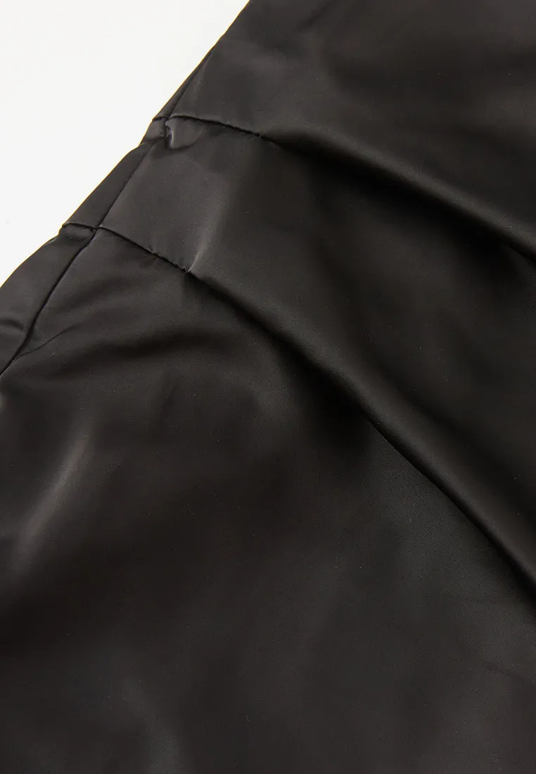 Elasticated-waistband Pleated-detail Windbreaker Dress