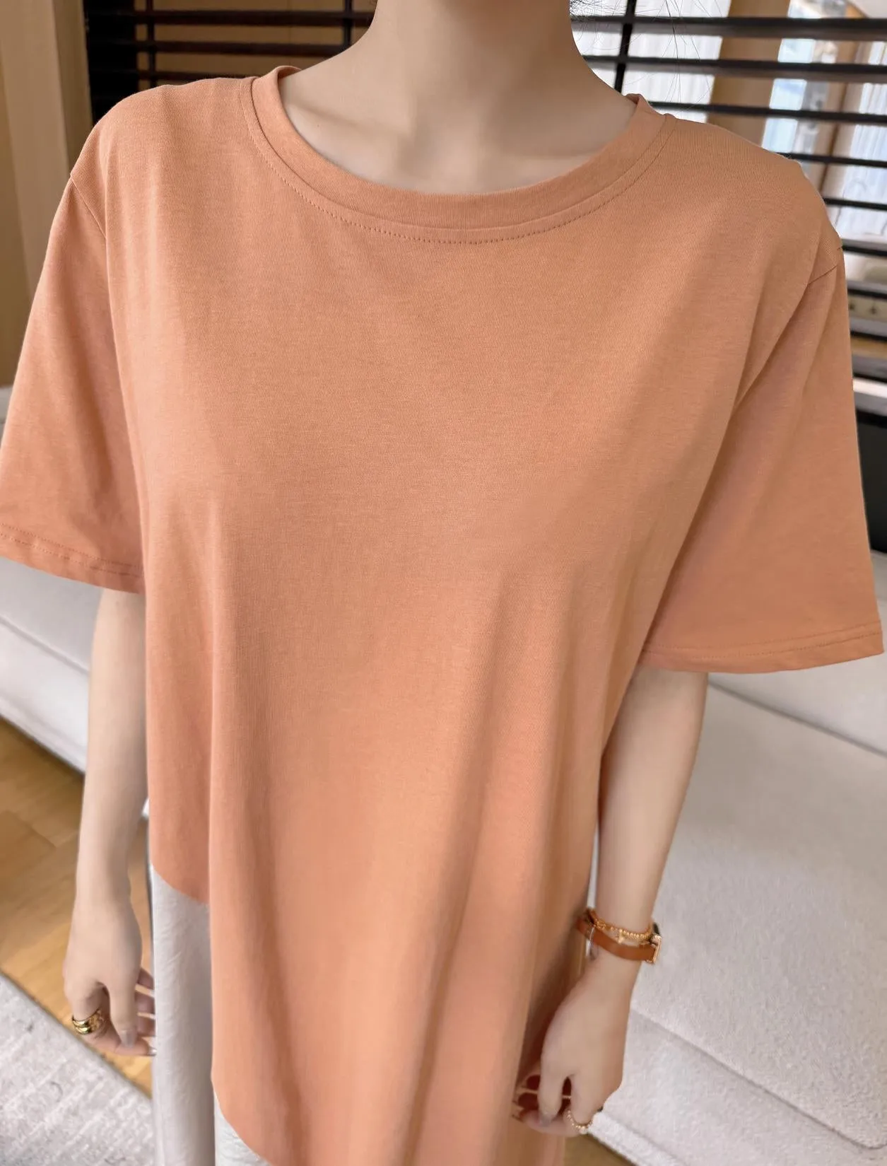 Elegant Faux Two-Piece Look T-Shirt Dress Made of Luxurious Silk
