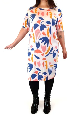 Elm pink-based fun shape print dress size 14