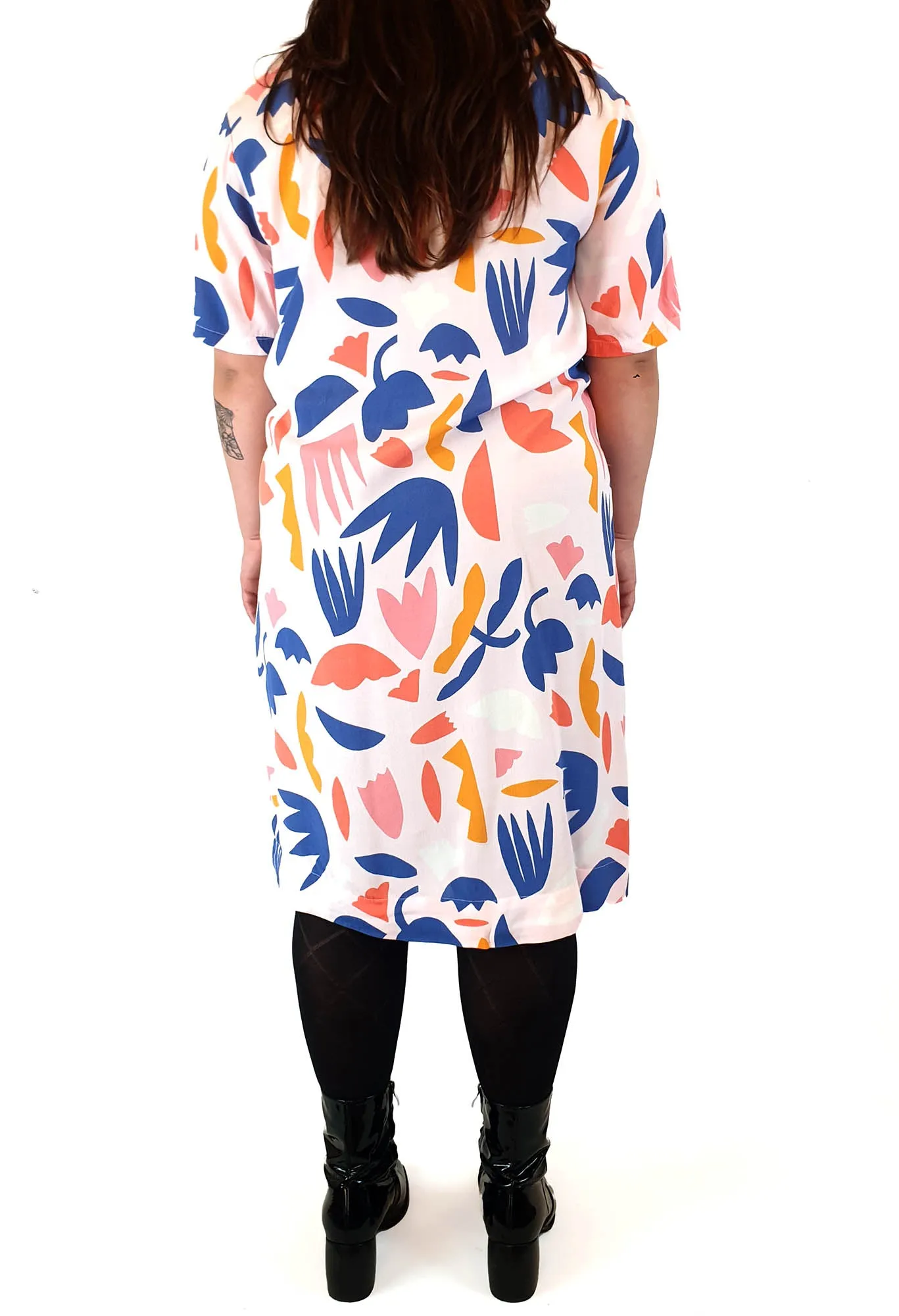 Elm pink-based fun shape print dress size 14