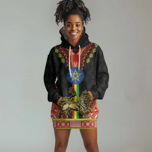 Ethiopia Lion of Judah and The Star Seal Hoodie Dress Dashiki Style LT03