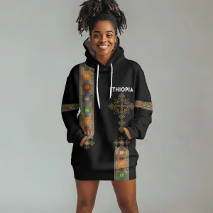 Ethiopia Saba Kemis Hoodie Dress Lion Of Judah Black Color LT15