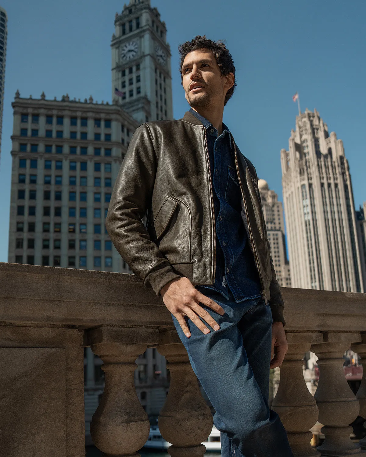 EXCLUSIVE ATLANTA LEATHER JACKET IN GREEN