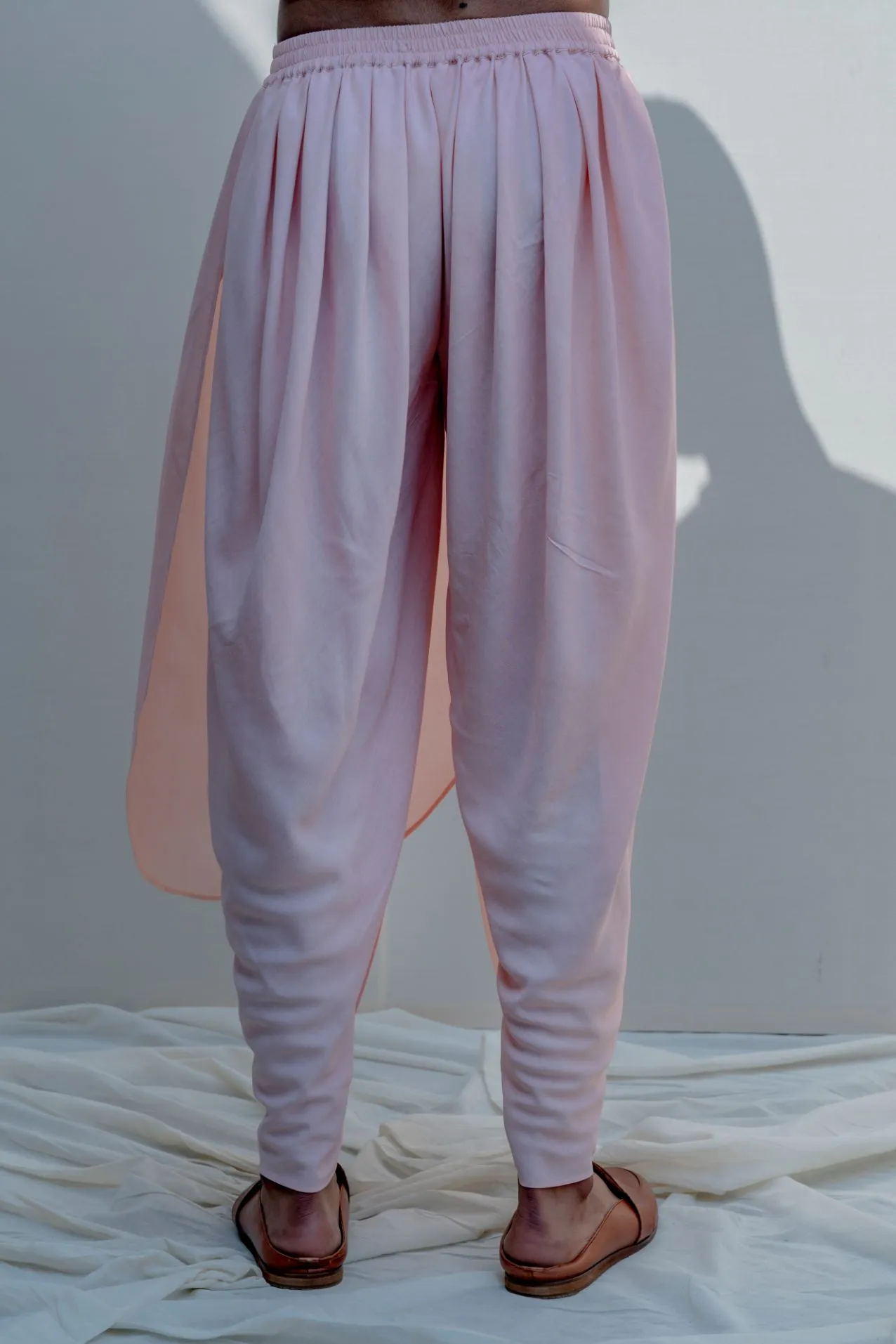 Exempler- Peach Floral Embroidered Nehru Jacket with Kurta Set