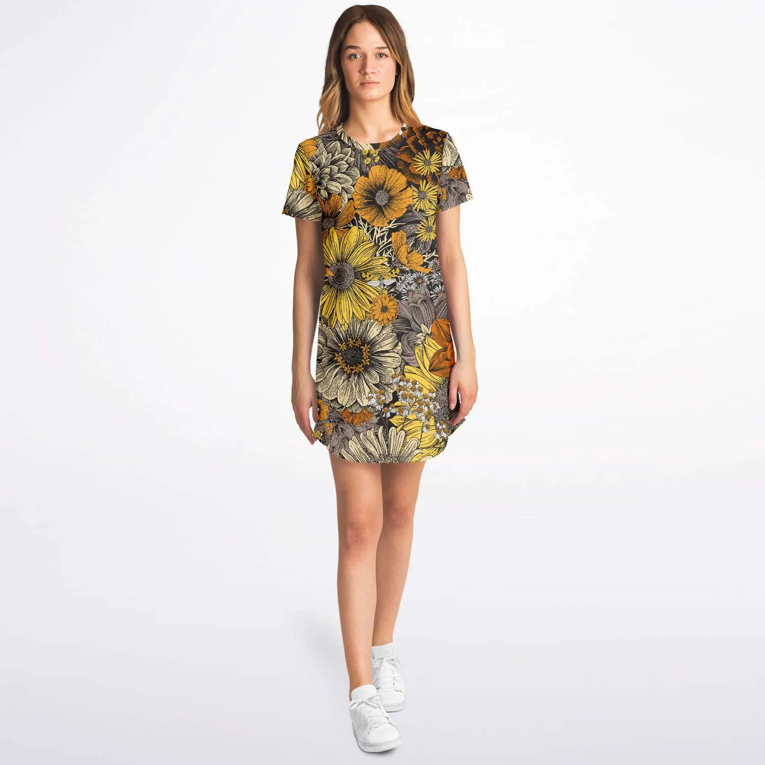 Fall Flowers Tshirt Dress