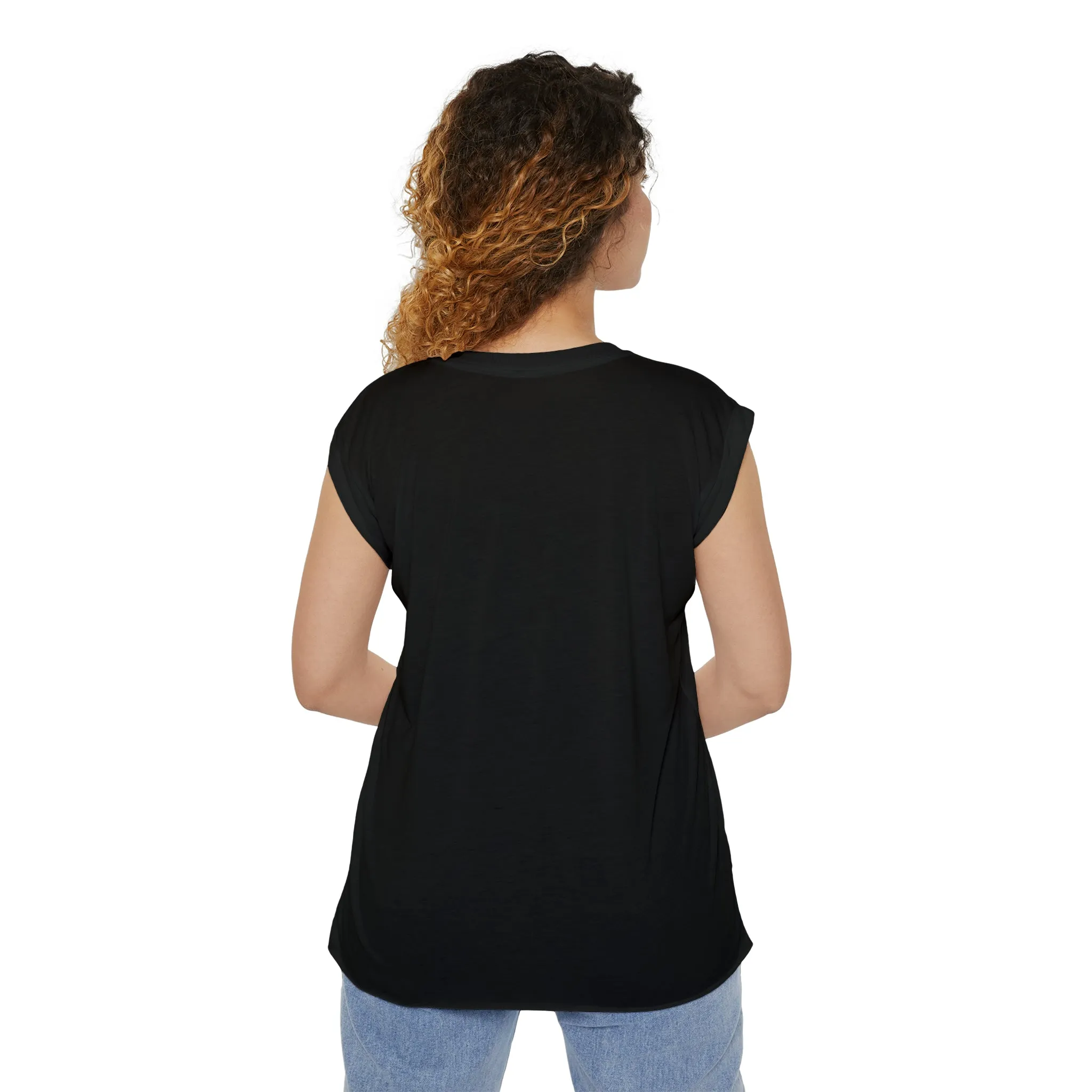 Fight For Love White with Red  Flowy Rolled Cuffs Muscle Tee