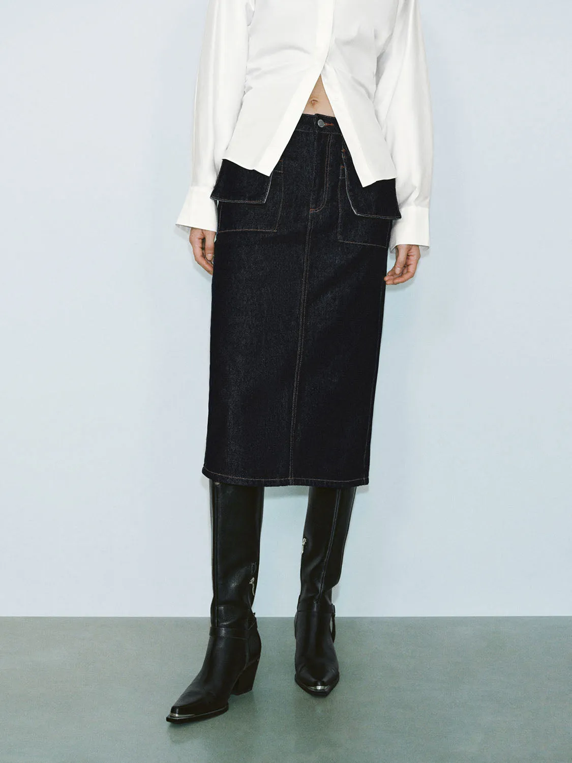Flap Pocket Denim Skirts