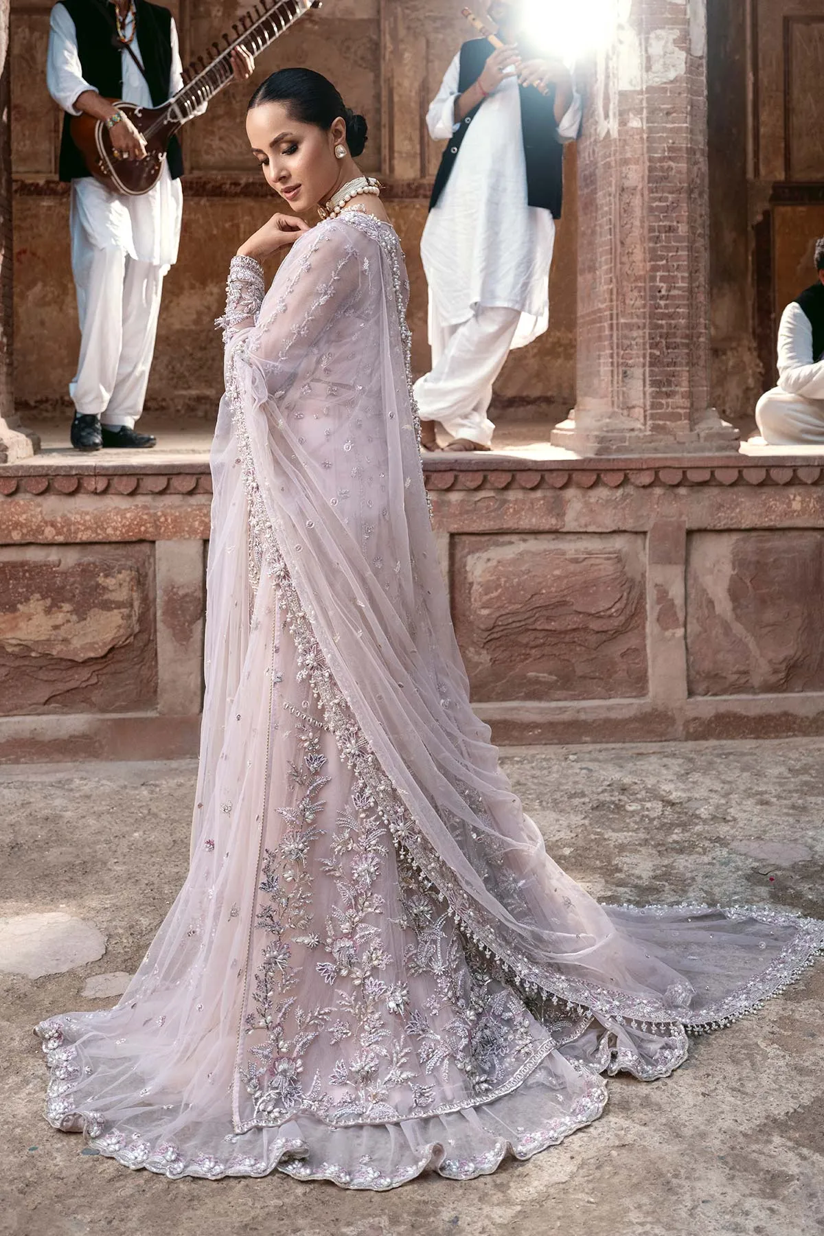 Flesh Pink Sharara Shirt Pakistani Wedding Party Wear