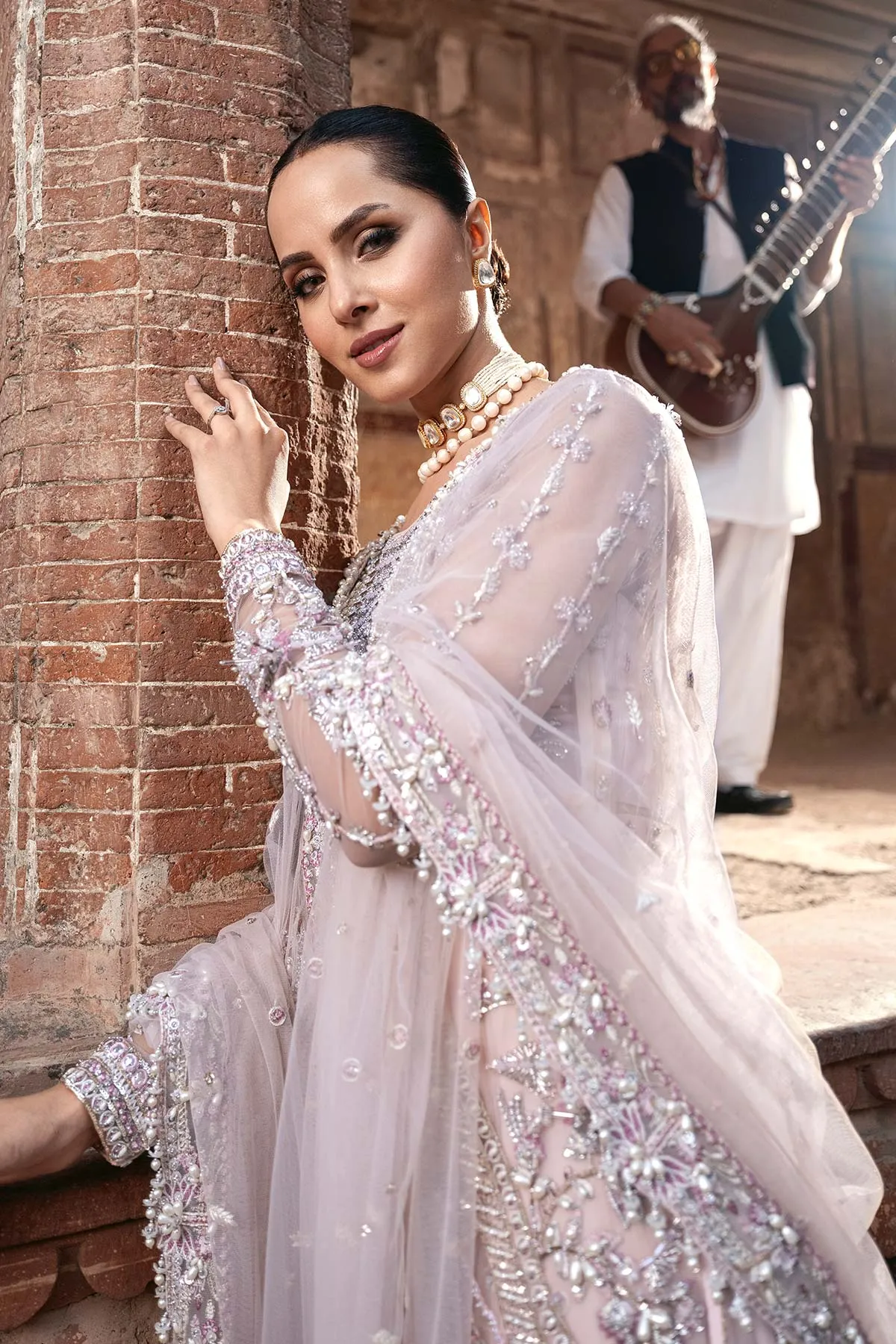 Flesh Pink Sharara Shirt Pakistani Wedding Party Wear