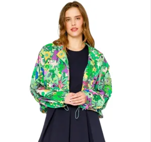 Floral Print Windbreaker Jacket - Mint Mix