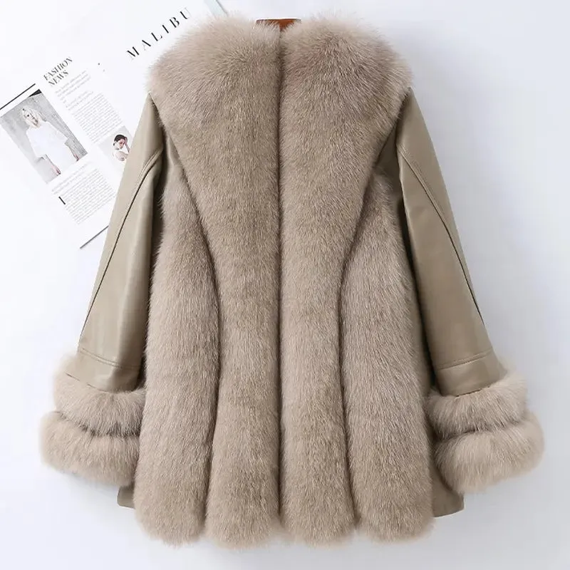 Foxy Duck Down Leather Fur Coat