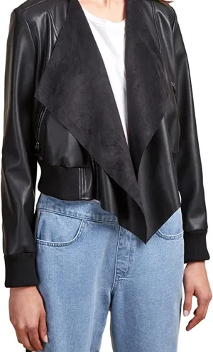 French Connection Women's Vegan Leather Jackets, Black Drape, 0