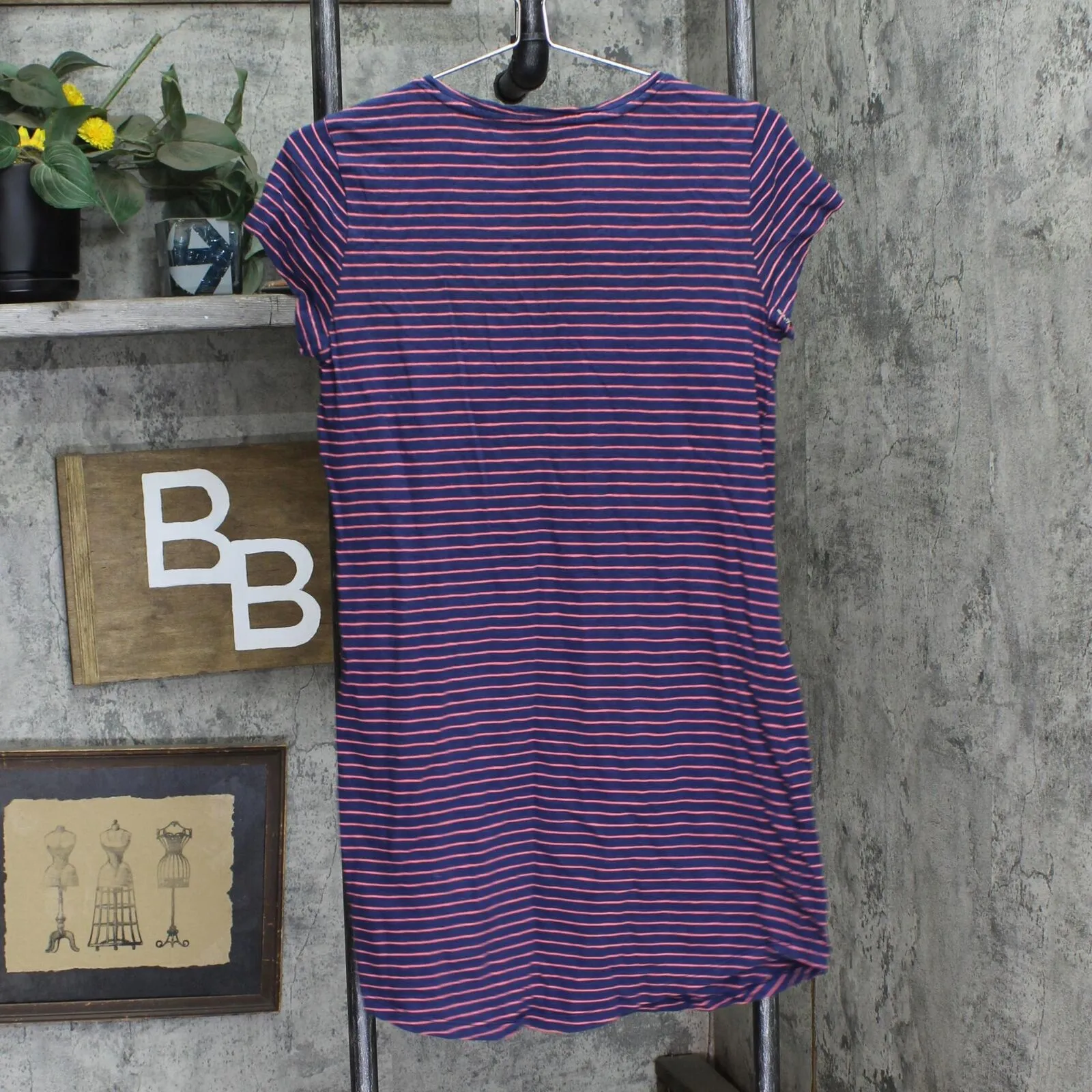 Gap Womens Striped V-Neck T-Shirt Dress 16791752aabc67 Pink / Blue M