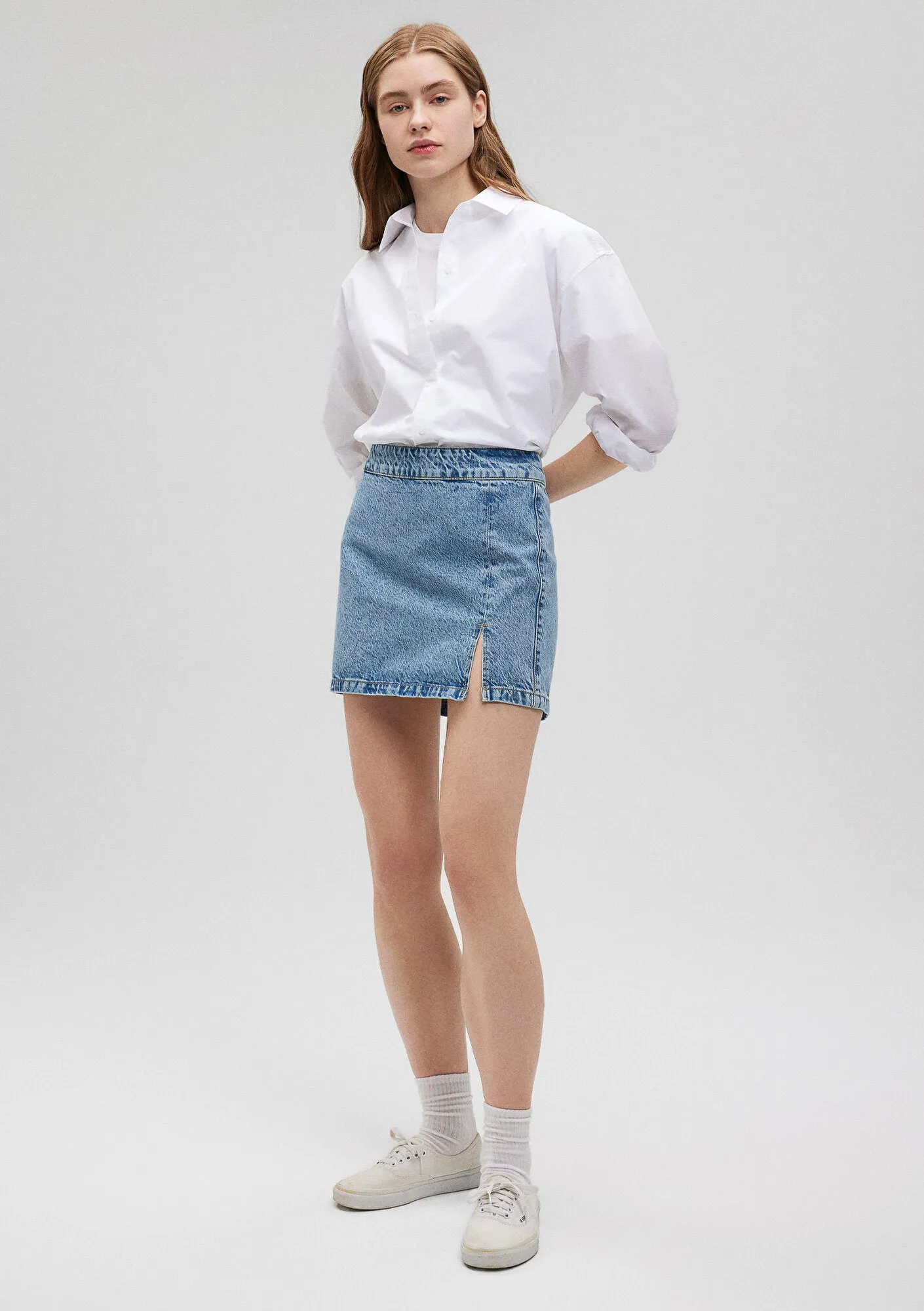 Giana Mid Brushed Denim Jean Skirt