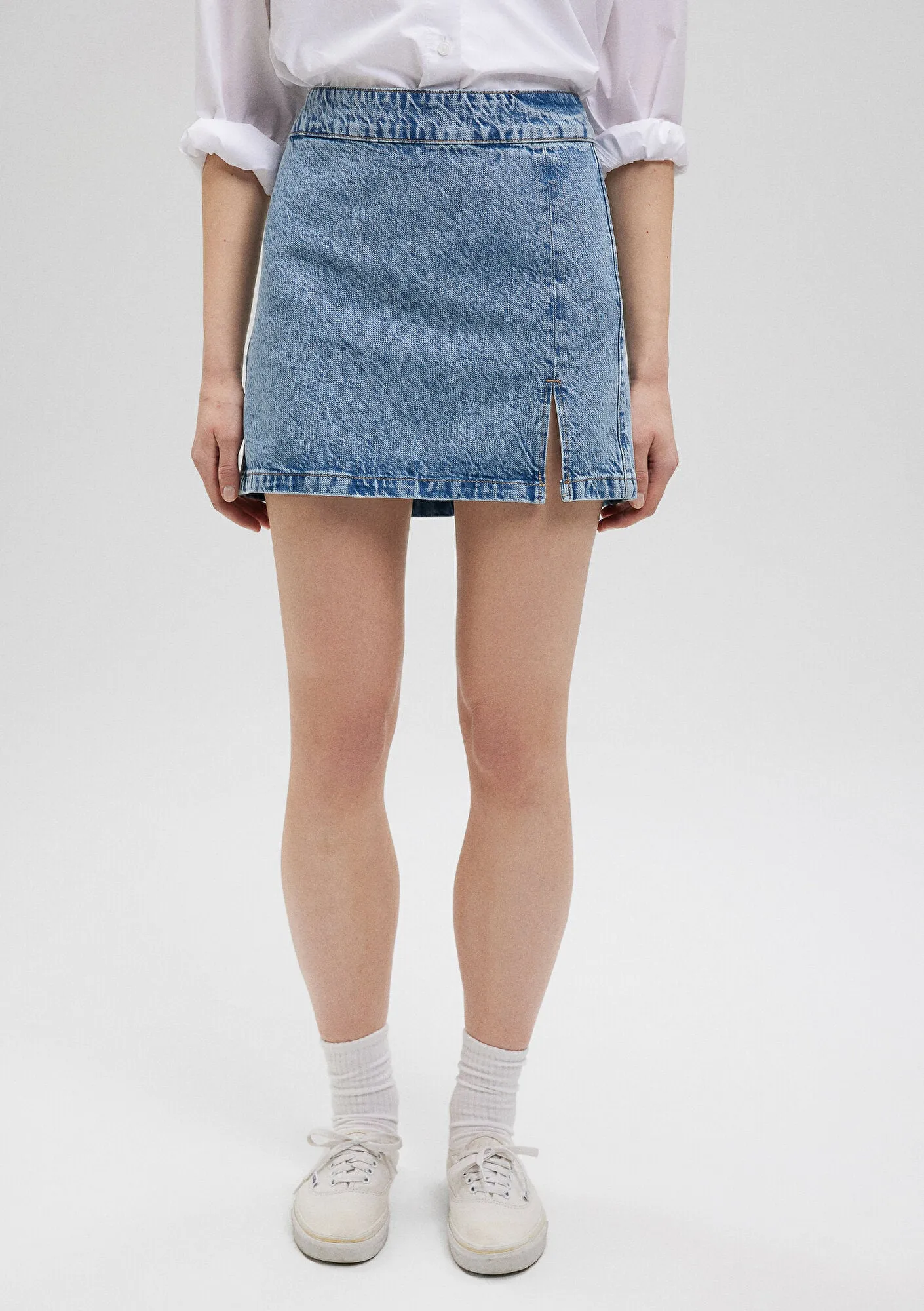 Giana Mid Brushed Denim Jean Skirt