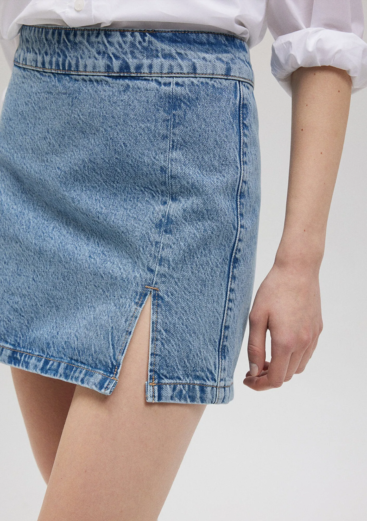 Giana Mid Brushed Denim Jean Skirt