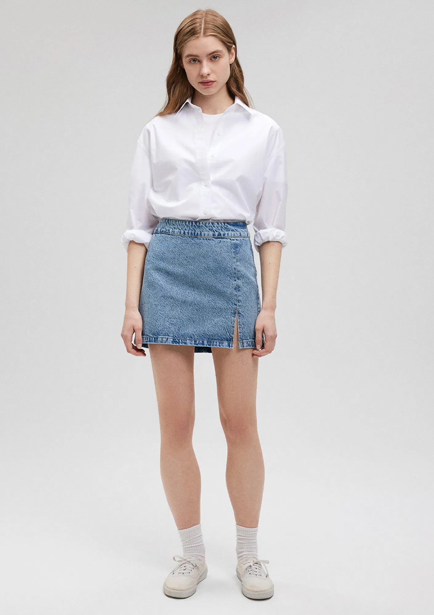 Giana Mid Brushed Denim Jean Skirt