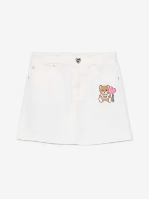 Girls Teddy Bear Skirt in Ivory