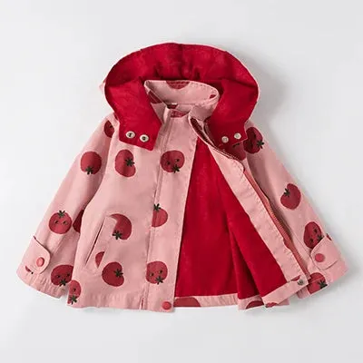 Girls Windbreaker Coat Jackets Baby Kids Flower Embroidery Hooded Outwear For Baby Kids Coats Jacket Clothing