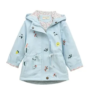 Girls Windbreaker Coat Jackets Baby Kids Flower Embroidery Hooded Outwear For Baby Kids Coats Jacket Clothing
