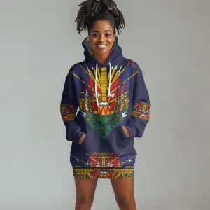 Haiti Flag Hoodie Dress Traditional Dashiki Black Color LT03
