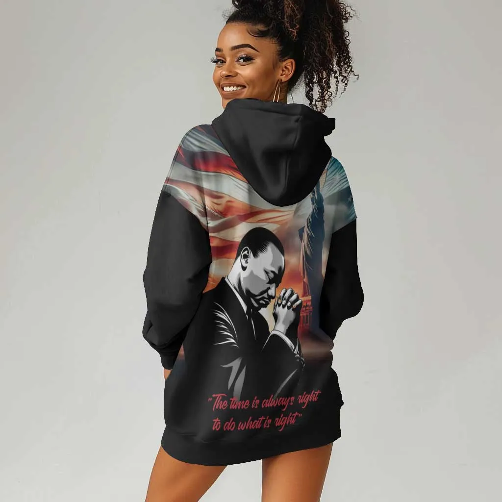 Happy MLK Day Hoodie Dress Black Americans Leaders I Have a Dream LT18