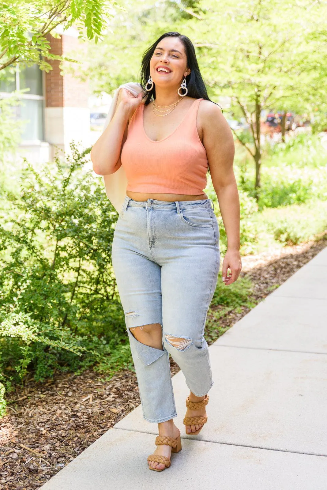 Hazel Blues® | Tell Me More Crop Tank In Coral